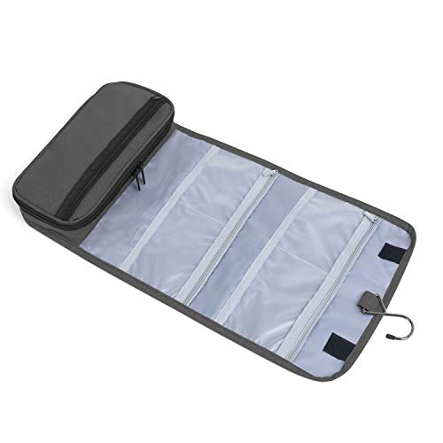 Teamoy Jewelry Roll Bag Travel Hanging Jewelry Organizers - Perfect for Business Trips, Gray (Accessories Not Included)