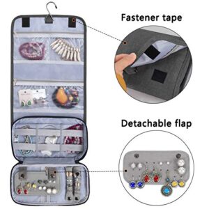 Teamoy Jewelry Roll Bag Travel Hanging Jewelry Organizers - Perfect for Business Trips, Gray (Accessories Not Included)