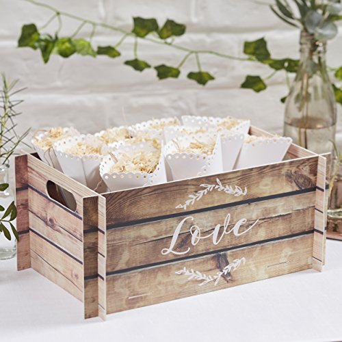 Ginger Ray Wooden Effect Card Crate Box ideal for weddings & parties - Beautiful Botanics