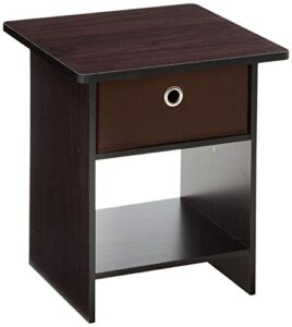 furinno dario end table / side table / night stand / bedside table with bin drawer, 1-pack, dark walnut