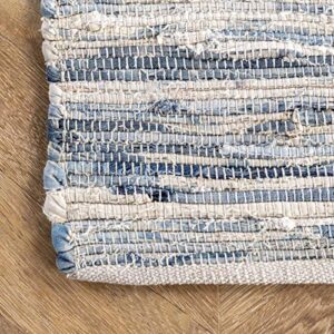 nuLOOM Maile Denim Stripes Runner Rug, 2' 6" x 8', Blue