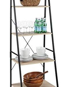 Humble Crew Bookcase 4-Tier 71" Tall Wood Ladder Shelf, Sandwashed Grey