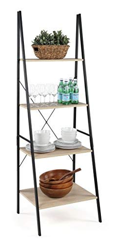 Humble Crew Bookcase 4-Tier 71" Tall Wood Ladder Shelf, Sandwashed Grey