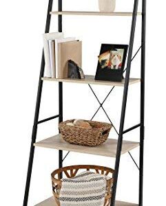 Humble Crew Bookcase 4-Tier 71" Tall Wood Ladder Shelf, Sandwashed Grey