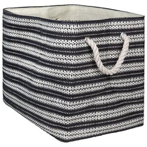 dii woven paper storage bin, basketweave, black & white, medium