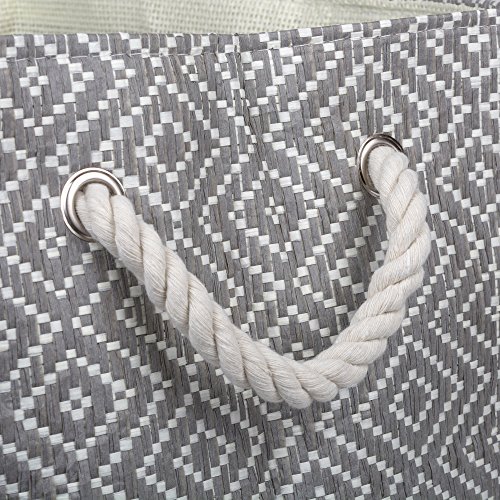 DII Woven Paper Storage Bin, Diamond Basketweave, Gray/White, Medium