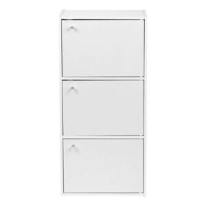 iris usa, inc. usa 3 tier wood storage shelf with door, white