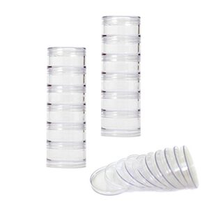 paylak set storage stackable interlocking clear containers 12 with lids beads crafts findings small items (2.75" round)