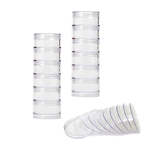 Paylak Set Storage Stackable Interlocking Clear Containers 12 with Lids Beads Crafts Findings Small Items (2.75" Round)