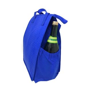 Thermo Tote Insulated Lunch Bag Wine Cooler Tote Bag Reusable Tall Water Bottle Carrier For Adults Men Women (Pack of 2 for Price of 1 - Royal & Black - ST3091)