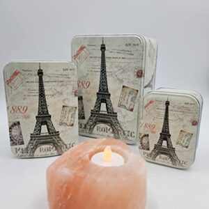 hadaaya paris themed french style multipurpose storage nesting tins with lid - set of 3, shabby chic