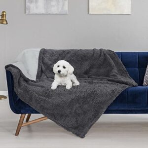 Kritter Planet Waterproof Pet Blanket, Pee Urine Proof Dog Blanket Cover for Couch Bed Furniture Protector, Liquid Proof Blanket for Small Medium Dogs, Charcoal Grey