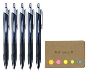 jetstream retractable ballpoint pen, ultra micro point 0.38mm, black ink, 5-pack, sticky notes value set