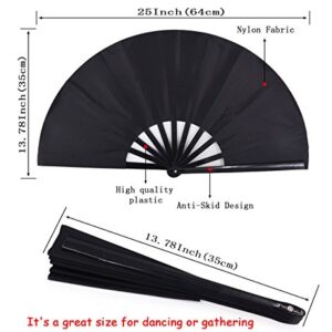 Amajiji Large Folding Fan, Chinease/Japanese Folding Nylon-Cloth Hand Fan, Women Hand Folding Fans Hand Fan Gift fan Craft fan Folding Fan Dance Fan