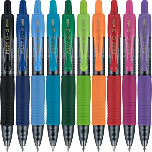Pilot, G2 Mini Premium Rolling Ball Gel Pens, Fine Point 0.7mm, Assorted Colors, Pack of 10