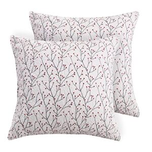 levtex home - holly - euro sham (26x26in.) set of two - branch design - red, charcoal and white