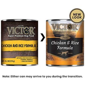 Victor Super Premium Dog Food – Chicken and Rice Formula Pâté – Canned Wet Adult Dog and Puppy Food - All Breed Sizes, 12 x 13.2 oz Cans