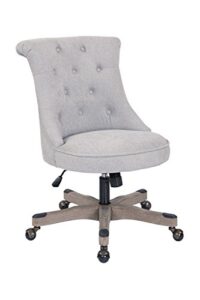 osp home furnishings hannah tufted office chair with adjustable height and grey wood base, fog fabric