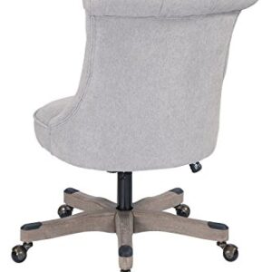 OSP Home Furnishings Hannah Tufted Office Chair with Adjustable Height and Grey Wood Base, Fog Fabric