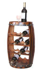 wooden barrel shaped 14 bottle wine rack