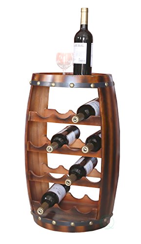 Wooden Barrel Shaped 14 Bottle Wine Rack