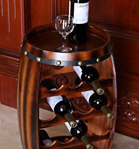 Wooden Barrel Shaped 14 Bottle Wine Rack