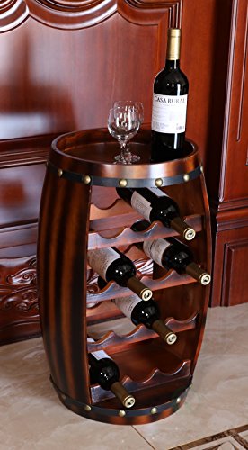 Wooden Barrel Shaped 14 Bottle Wine Rack