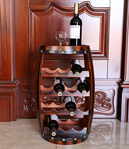 Wooden Barrel Shaped 14 Bottle Wine Rack