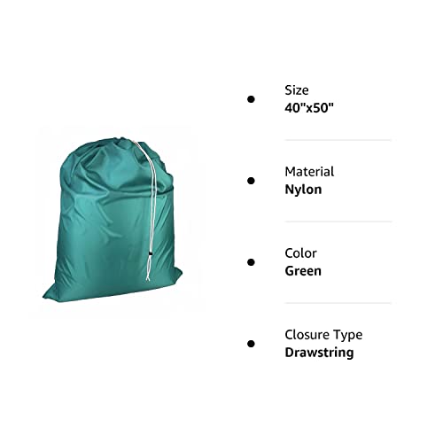 Super Extra Large Heavy Duty 100% Nylon Laundry Storage Bag, H U G E size: L 40" x H 50", Laundry Bag with Locking Closure Drawstring, Machine Washable, XXL Organizer Bag. Made in USA (GREEN)