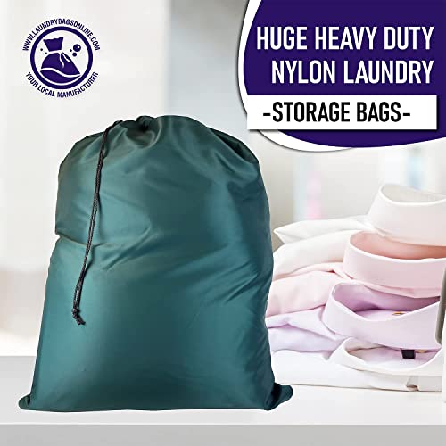 Super Extra Large Heavy Duty 100% Nylon Laundry Storage Bag, H U G E size: L 40" x H 50", Laundry Bag with Locking Closure Drawstring, Machine Washable, XXL Organizer Bag. Made in USA (GREEN)