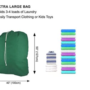 Super Extra Large Heavy Duty 100% Nylon Laundry Storage Bag, H U G E size: L 40" x H 50", Laundry Bag with Locking Closure Drawstring, Machine Washable, XXL Organizer Bag. Made in USA (GREEN)