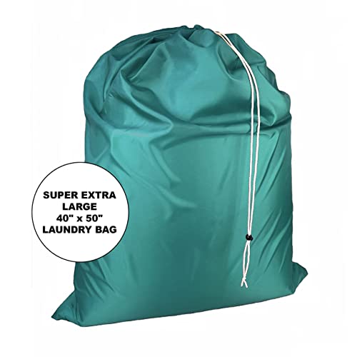 Super Extra Large Heavy Duty 100% Nylon Laundry Storage Bag, H U G E size: L 40" x H 50", Laundry Bag with Locking Closure Drawstring, Machine Washable, XXL Organizer Bag. Made in USA (GREEN)