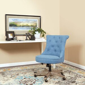 OSP Home Furnishings Hannah Tufted Office Chair with Adjustable Height and Grey Wood Base, Sky Fabric