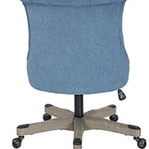 OSP Home Furnishings Hannah Tufted Office Chair with Adjustable Height and Grey Wood Base, Sky Fabric