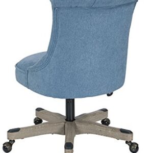 OSP Home Furnishings Hannah Tufted Office Chair with Adjustable Height and Grey Wood Base, Sky Fabric