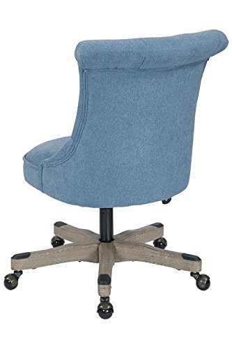 OSP Home Furnishings Hannah Tufted Office Chair with Adjustable Height and Grey Wood Base, Sky Fabric