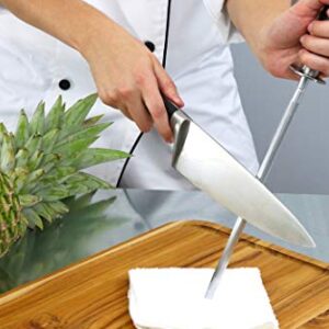 Professional Honing Steel (10” or 12”), Magnetized for Safety, No Rust, No Cheap Plastic! Noble’s Knife Sharpener Has an Oval Handle for a Firm Grip and is Built For Daily Use, Perfect for Chefs!