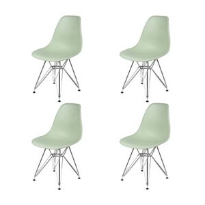 gia contemporary armless dining chair with chrome metal legs, set of 2, green