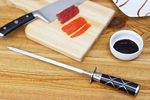 Professional Honing Steel (10” or 12”), Magnetized for Safety, No Rust, No Cheap Plastic! Noble’s Knife Sharpener Has an Oval Handle for a Firm Grip and is Built For Daily Use, Perfect for Chefs!