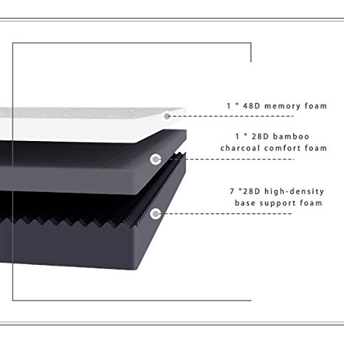 Giantex Mattress Memory Foam Bed Mattress Zipped Washable Bamboo Cover 10" Mattress (California King)