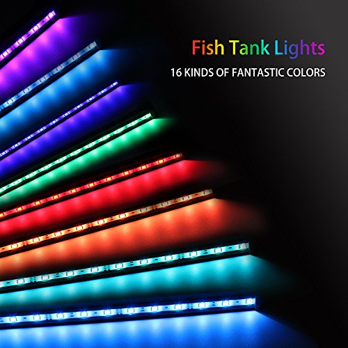 SZMiNiLED 20" Aquarium Light with Air Bubble Hole, 5050 RGB LED Fish Tank Light with 16 Colors and 4 Modes, IP68 Waterproof LED Aquarium Lights with Remote Controller for Fish Tank (52CM)