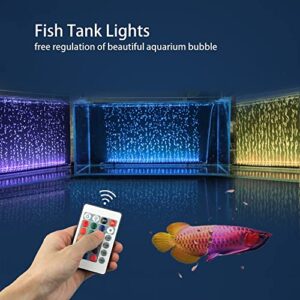 SZMiNiLED 20" Aquarium Light with Air Bubble Hole, 5050 RGB LED Fish Tank Light with 16 Colors and 4 Modes, IP68 Waterproof LED Aquarium Lights with Remote Controller for Fish Tank (52CM)