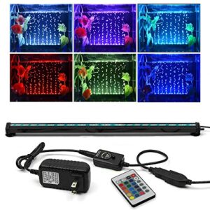 SZMiNiLED 20" Aquarium Light with Air Bubble Hole, 5050 RGB LED Fish Tank Light with 16 Colors and 4 Modes, IP68 Waterproof LED Aquarium Lights with Remote Controller for Fish Tank (52CM)