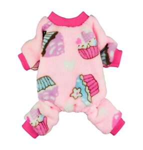 fitwarm sweet cupcake pet clothes for dog pajamas pjs coat soft velvet pink small