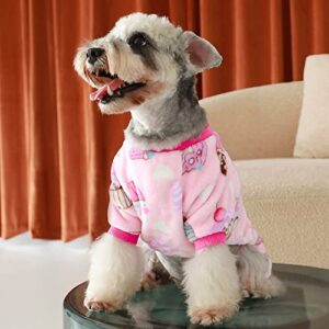 Fitwarm Sweet Cupcake Pet Clothes for Dog Pajamas PJS Coat Soft Velvet Pink Small