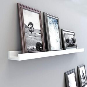 SONGMICS Floating Shelf, Wall Shelf Ledge 3.9 x 43.3 Inches with Front Edge, for Picture Frames, Books, Spice Jars, Living Room, Bathroom, Kitchen, Easy Assembly, White ULWS46WT