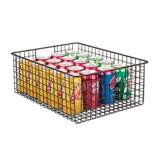 mDesign Metal Wire Food Storage Basket Organizer with Handles for Organizing Kitchen Cabinets, Pantry Shelf, Bathroom, Laundry Room, Closets, Garage - Concerto Collection - Bronze