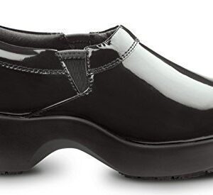 SR Max Geneva Black Patent, Women's, Clog Style Slip Resistant Soft Toe Work Shoe (8.0 M)