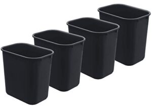 acrimet wastebasket bin 27qt (plastic) (black color) (set of 4)