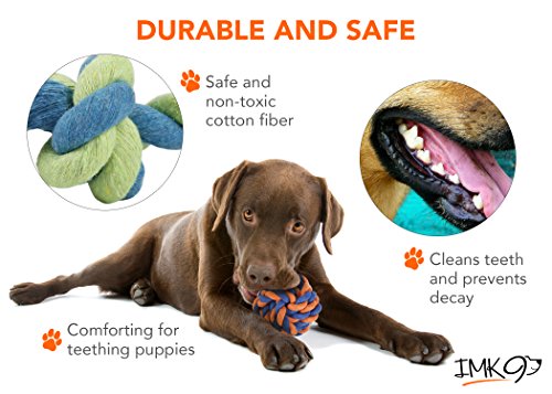 Dog Chew Rope Toys – Set Of 4 Ropes - For Large, Small Teething Pets – All Puppy Breeds Aggressive Chewers – 100% Cotton for Natural Floss – With Ball, Tough Teething Rope, Tug-Of-War & Fetching Bone